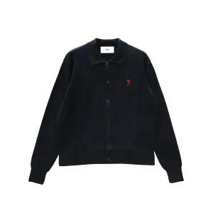 아미 스몰 하트 카라 가디건 블랙 HKC211 KN0025 001