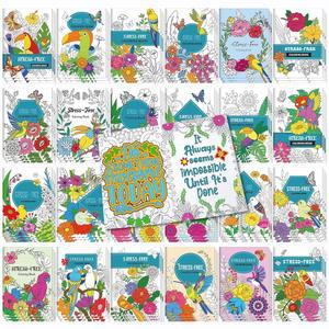 신로드 24종 동기부여 컬러링북 대량, 스트레스 해소용 DIY 파티용 꽃말이 그려진 드로잉북, 굿이백 필러 선물 선호