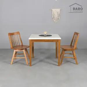 라로퍼니처 알토 800 천연 대리석 2인 원목 회전의자 식탁 세트  식탁+의자2)