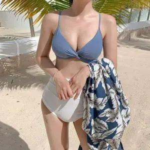 [콩심팥심]셀라 트위스트 브라 하이웨스트 비키니 여성수영복 휴양지패션