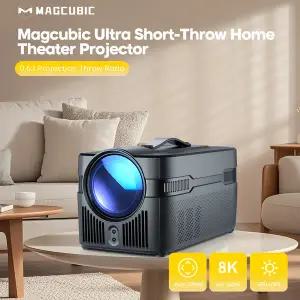 [미니 빔 프로젝터] 맥큐빅 자동 초점 HY450C 초단초점 프로젝터 오프셋 1080P 8K HD 900 ANSI WiFi6 BT5.4