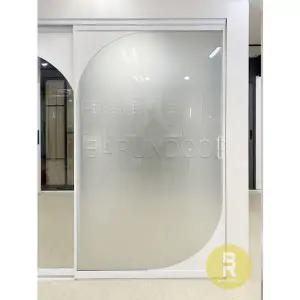 [바른도어]25번 원슬라이딩중문 물방울아치형 화이트 샤틴투명강화유리