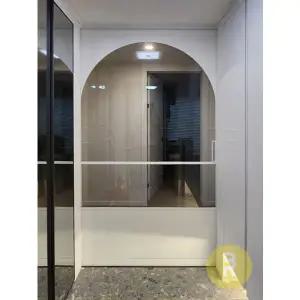 [바른도어]63번 원슬라이딩중문 아치형+고시형 화이트 투명강화유리