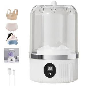 휴대용 미니 세탁기, 속옷 세탁기, 2025년 미니 자동 세탁기, 충전식 무선 세탁기, 브라, 속옷, 양말용 컴팩트 여행 세탁기(흰색)