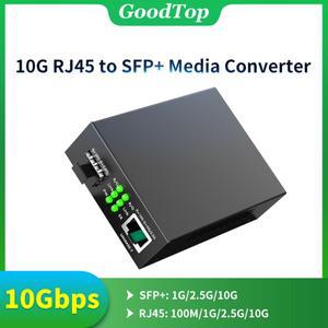 Goodtop 10Gbps SFP+ 파이버-RJ45 미디어 컨버터 RJ45-SFP+ 10/100/1000M/2.5G/10G 이더넷 10000M 트랜시버
