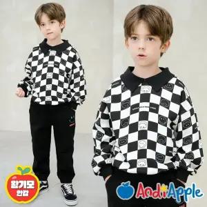 [앤디애플] 체커보드스마일카라왕기모상하복