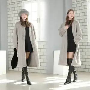 엘림모피 FAUX밍크클랙식 롱가디건 코트