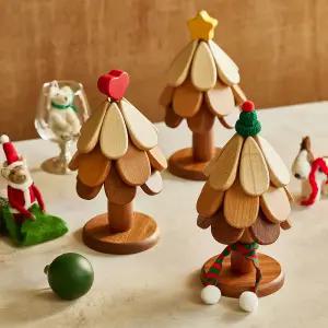 프리미엄 샤토에르 홀리졸리 스탠딩 트리 우드 원목 나무 접이식 엔틱 신혼부부 답례품 냄비받침 세트 [하트]