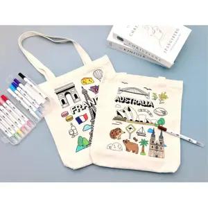 다른나라 에코백 꾸미기 돌봄교실 미술수업교재 만들기 문화센터 학교교구 원데이클라스 DIY스티커 문센