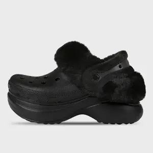 [크록스] 샌들 베이 라인드 클로그 여성 키높이 겨울 방한 털슬리퍼 211753-001