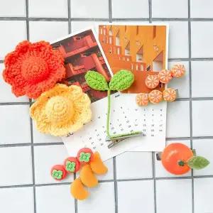 [콩심팥심]감귤 아기 인형 머리핀 헤어핀/제주 귤 핀 새싹 삔 예쁜헤어핀