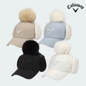 [캘러웨이코리아정품] 25년 신상품 우먼스 트위드 폼폼 이어워머 골프모자