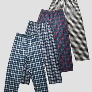 세련된 체크 남성용 면 기모 파자마남자바지 수바지 고무줄 패션 잠옷 겨울 밴드