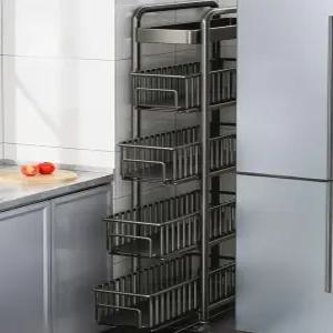 철제 틈새 트롤리 바퀴형 수납장 선반 세탁실 이동식