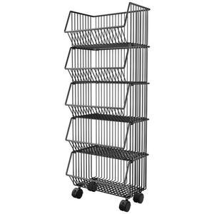 주방 소품 정리 펜트리 바퀴 수납 달린 보관 바스켓 정리함 채소 블랙 철제 대형 소품정리 바구니 2겹 다용도