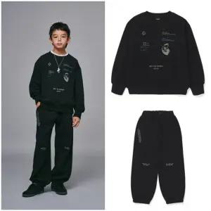 [갤러리아] (블루테일)아크라인 블랙 맨투맨 바지 상하세트(AZH7TS01BK/7PT01BK)