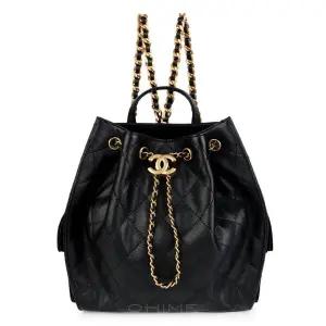 샤넬 백팩 25백 미디엄 그레인드 카프스킨 블랙+골드