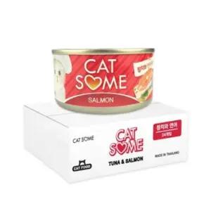 고품질 캣썸(CAT SOME) 참치와 연어 (80g X 24개) 캔 고양이 (WFFQVFX)