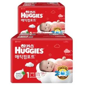 [하기스] 하기스 New 매직컴포트 밴드형 기저귀 1단계 남여공용 신생아 64Px2팩