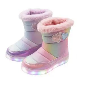 풋풋 레인보우샤베트 LED 아동 털부츠