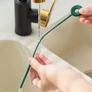 빨대솔 실리콘 개인용 빨대 청소솔 아보카도색