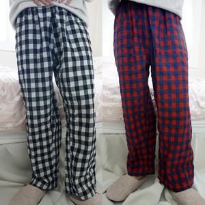 체크 파자마/잠옷바지/커플 홈웨어 가을/5부 8부 9부 반바지/신혼부부/남성 남자 여자 여성 공용