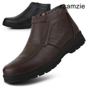 [쌈지] 남성 소가죽 털안감 방한부츠 미끄럼방지 따뜻한 겨울방한화