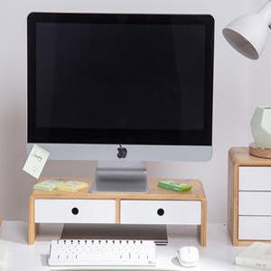 크리에이트 원목수납형 모니터 받침대 미니수납장