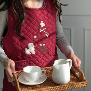 [한스갤러리]푸들조끼 겨울 누빔 기모 패딩 방한 앞치마