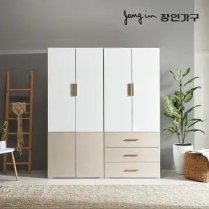 장인가구 비쥬얼 4도어 3단서랍 1600 이불 옷장