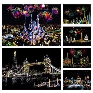 스크래치북 스크레치 페이퍼 나이트뷰 아트북 색칠공부 취미 미술 활동 컬러링 키트 집콕놀이