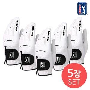 [PGA TOUR] 5장 세트 맥스 BLACK 핏 골프 남성 반양피 콤비 장갑