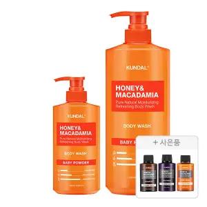 쿤달 네이처 바디워시, 베이비파우더, 1058ml, 1개 + 500ml, 1개 + 증정(여행용 3종 키트)