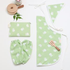 세맘스 버니베어 네임 어린이 앞치마+두건+토시+파우치 세트