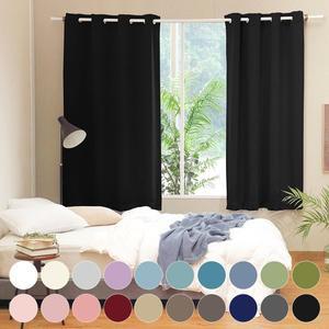 [라이크홈]고밀도 빛차단 공간분리 암막커튼 작은창 아일렛형 2P +커튼봉(화이트 2단 6자)1P 세트