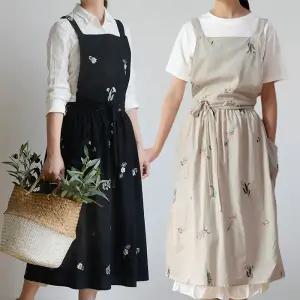 주방 방수앞치마 원피스형 면 자수 롱 어린이집 바리스타 카페앞치마 OKA-DSAR6