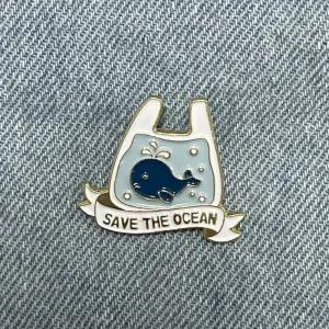 CQY184 환경보호뱃지 노 비닐 해양 바다 고래 동물 보호 브로치 뱃지 빼지