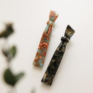 [제이로렌] 프랑스 슬림리본 마블 포인트 집게핀 H01217