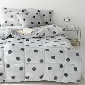 [바숨]도트 겨울 극세사 차렵이불+베개커버 침구세트 퀸 Q