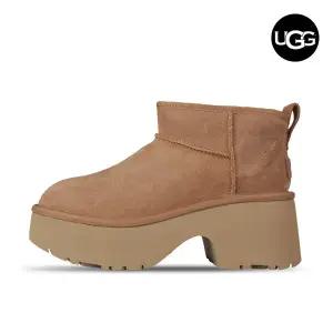 UGG 클래식 울트라 미니 뉴 하이츠 여성 양털 부츠 체스트넛 1158311-CHE