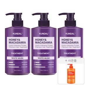 쿤달 네이처 트리트먼트, 화이트머스크, 500ml, 3개 + 증정(바디워시, 체리블라썸, 500ml, 1개)