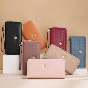 2단 지퍼 스트랩 여성용 장지갑 엄마 학생 지폐지갑