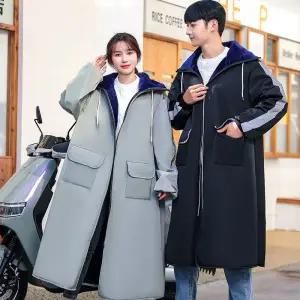 등산 판초 우의 우비 겨울 패딩 두꺼운 비옷 방풍 따뜻한 후드 롱 레인 야외 하이킹 여행 낚시 방수