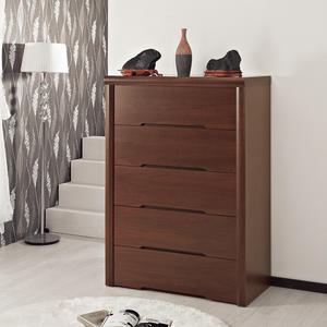홈스빌 크리미 5단 서랍장 월넛 호두나무 천연무늬목 침실 수납 옷장