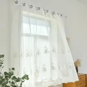 홈앤창 신상 블랑벨 자수 레이스 작은창커튼 130X160 2p/아일렛형 망사 속커튼