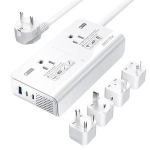 헤어 드라이어 스트레이트너 흰색 용 BESTEK 2000W 전압 변환기 220V 110V 범용 전압 변환기 미국 유럽 여행용 어댑터 AC 콘센트 2개와 USB 포트 3개 포함