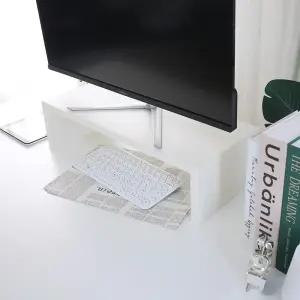 모니터 받침대 원목 듀얼 컴퓨터 받침 스탠드 선반 키다리 화이트 L535