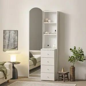 보루네오 마르체 폴라 전신 거울 수납 키큰 옷장 화장대 BOW563C (착불)