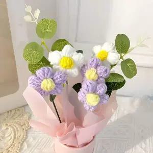 (별별창고) 니트 꽃다발 화분 뜨개 꽃 미니 꽃다발 조화 니트 플라워
