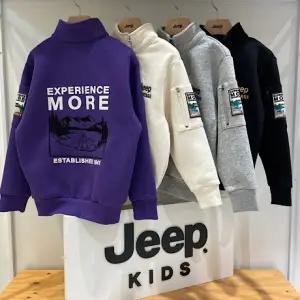 [롯데백화점]지프 키즈 등판 자수 포인트 반넥 집업 기모 맨투맨 티셔츠 KM4TSU857 GB